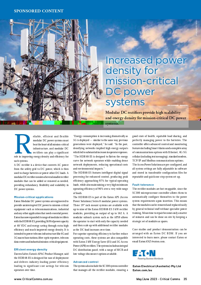 Increased power density for mission-critical DC power systems. Modular DC rectifiers provide high scalability and energy density for mission-critical DC power systems.